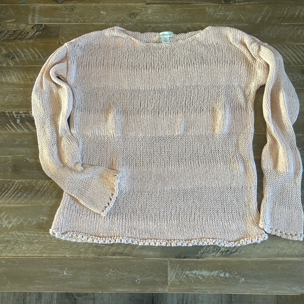 Sundance Pink Crew Neck Sweater with Chunky Knit